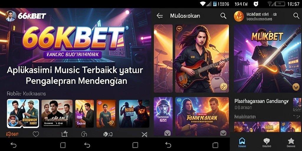 Screenshot gameplay 66KBET yang menampilkan tampilan antarmuka aplikasi musik.