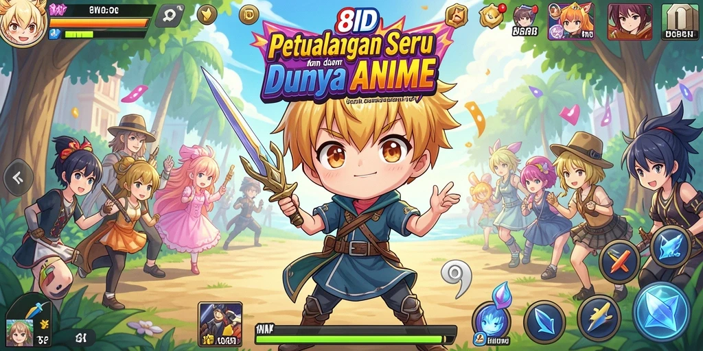 Tampilkan karakter anime dalam aksi pertarungan yang epik.