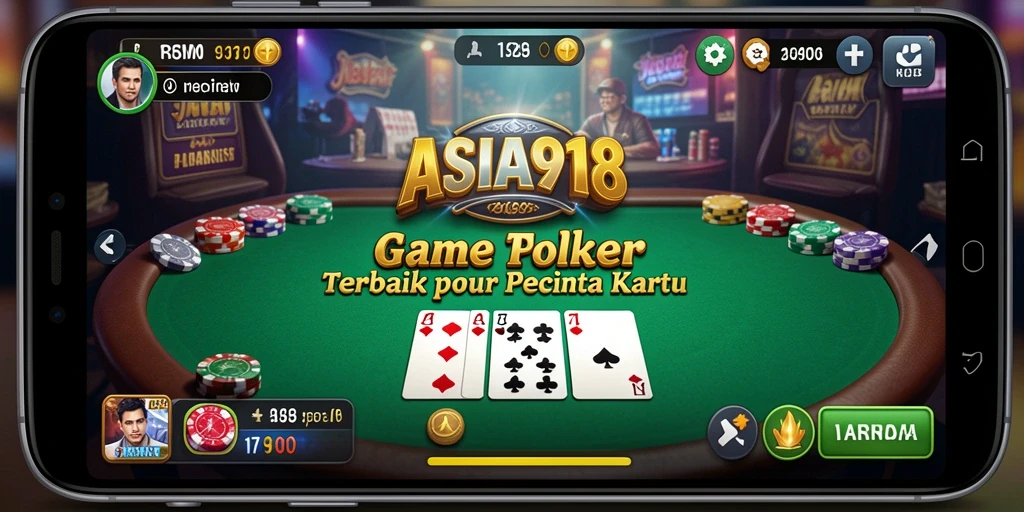 Tampilan gameplay seru dari ASIA918 dengan suasana poker yang mendebarkan.