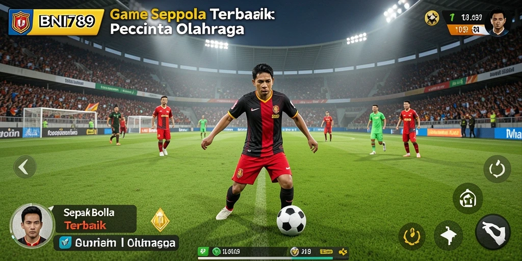 Tampilan gameplay BNI789 dengan aksi sepak bola yang intens.