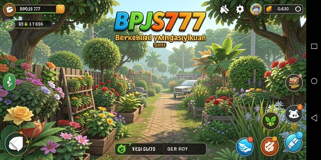 Tampilan gameplay BPJS777 yang menampilkan aktivitas berkebun yang seru.