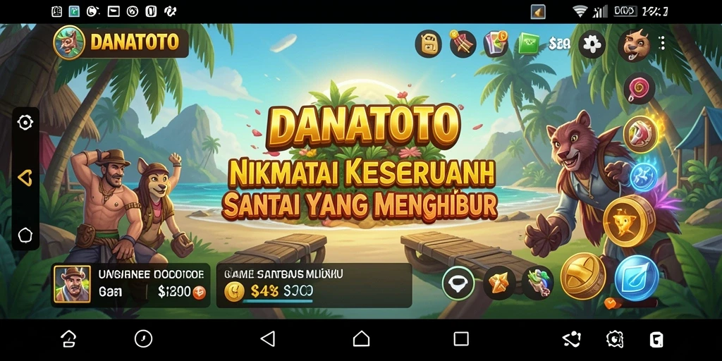 Tangkapan layar gameplay DANATOTO yang ceria dan menghibur.