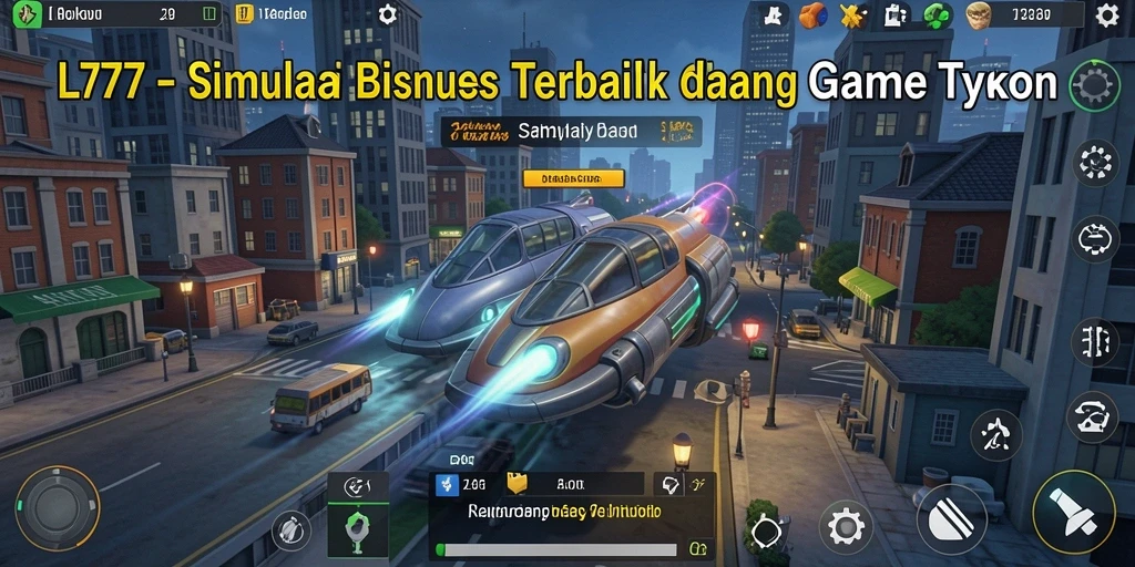 Screenshot gameplay L777 yang menunjukkan simulasi bisnis yang mendalam.