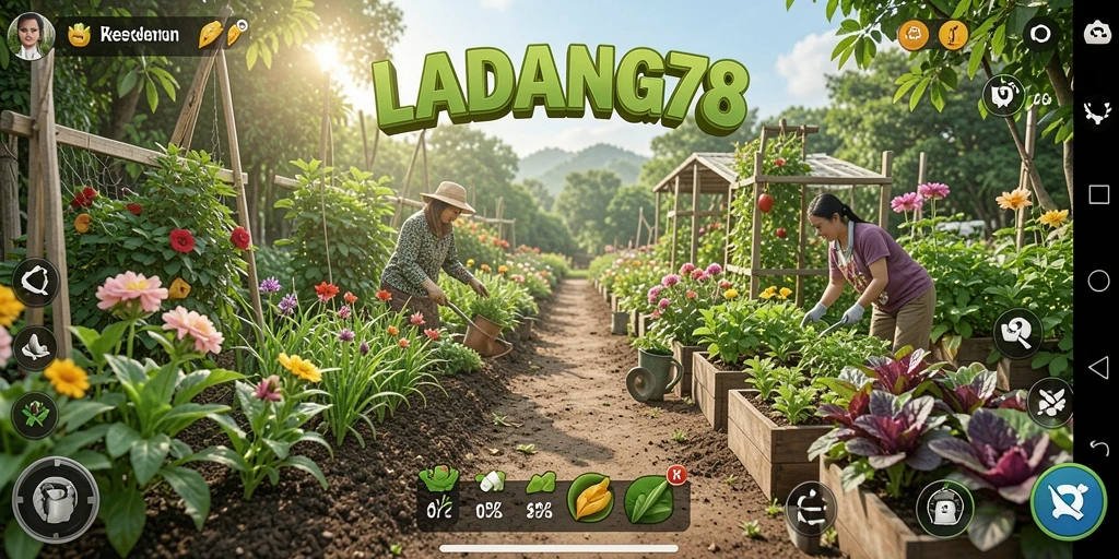 Tampilan gameplay LADANG78 yang menenangkan dan menggembirakan.