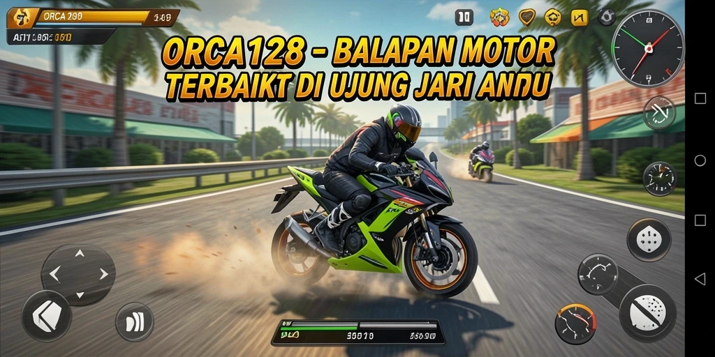 Gambaran gameplay seru balapan motor di ORCA128.