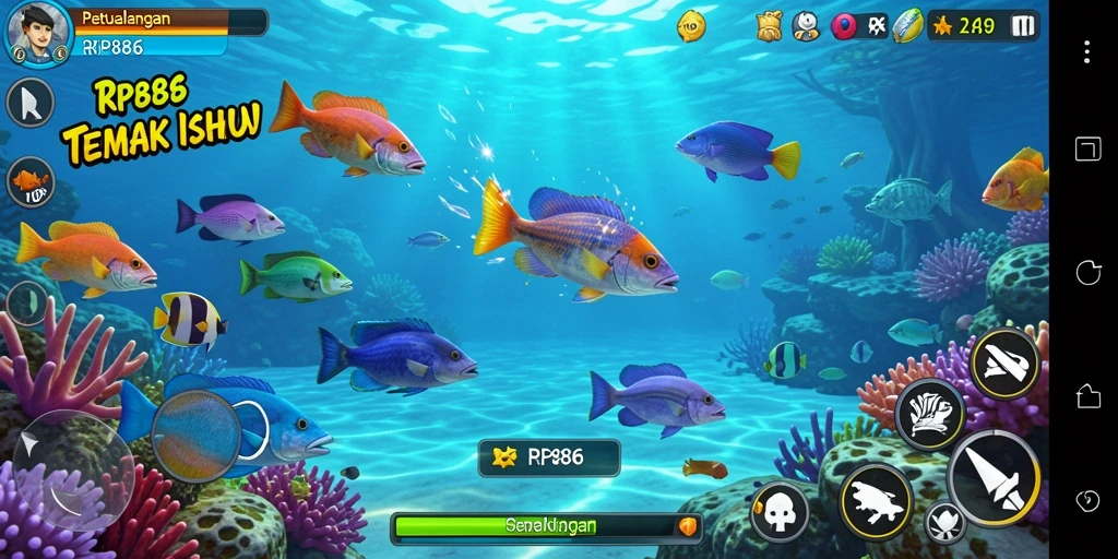 Gameplay menarik di dalam lautan yang penuh ikan.