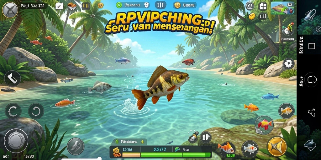 Tangkapan layar RPVIP2 yang menampilkan gameplay memancing yang mendebarkan.
