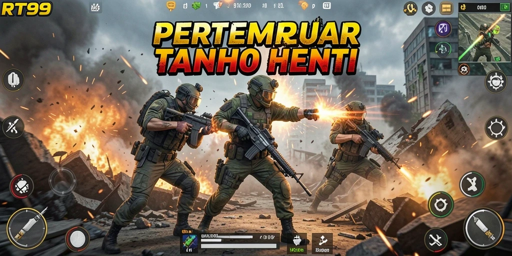 Screenshot gameplay RT99 yang intens dan menegangkan.