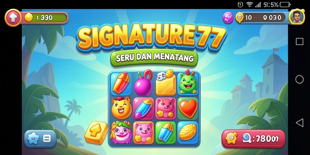Tampilan seru dari gameplay SIGNATURE77 dalam genre Match-3.