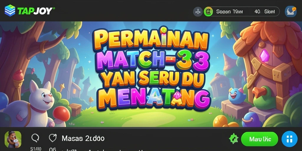 Screenshot gameplay TAPJOY menampilkan aksi mencocokkan blok warna-warni.