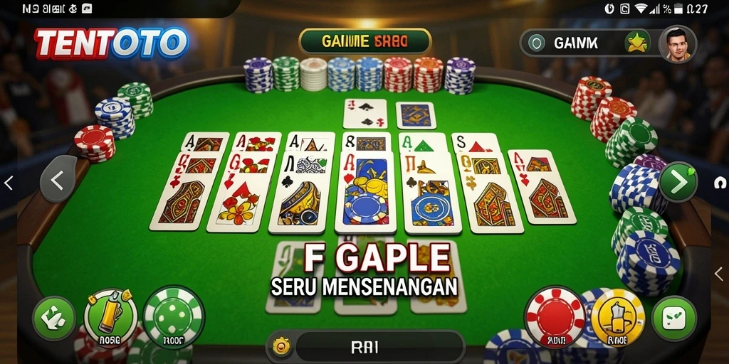 Screenshot TENTOTO menampilkan gameplay Gaple yang mengasyikkan.