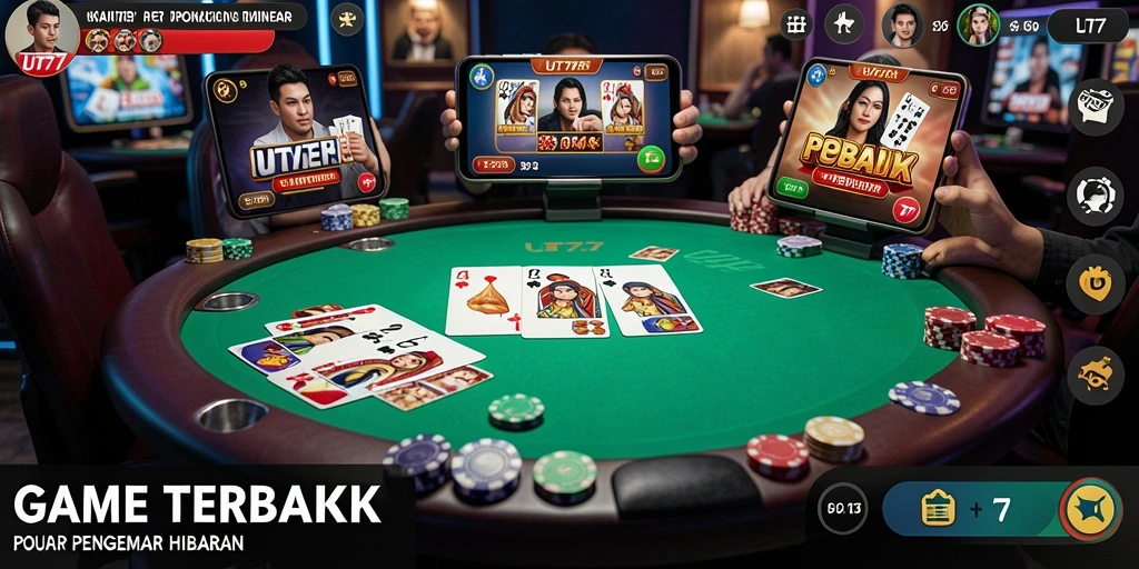 Screenshot UT77 menampilkan gameplay Poker yang seru dan mendebarkan.