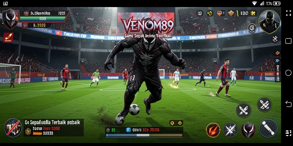 Screenshot gameplay VENOM889 yang menampilkan pertandingan sepak bola seru.